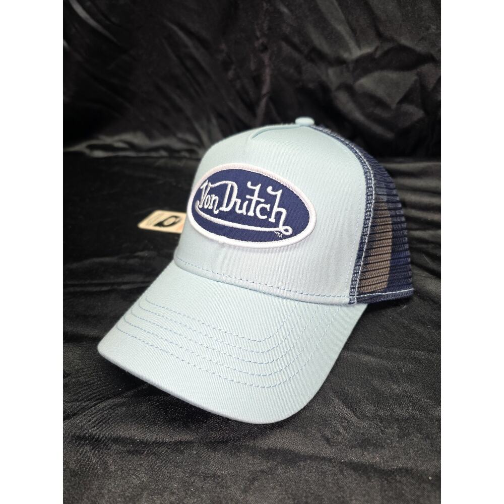 Von Dutch Trucker Hat Monogram Embroidered Patch Snapback Squidward Blue